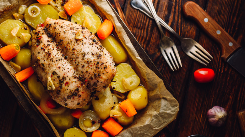 Chicken on a half-sheet pan