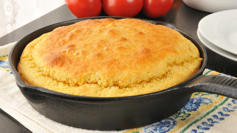 Cornbread cooling in a pan
