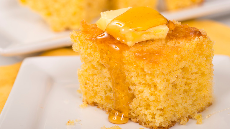 Cornbread with butter and honey