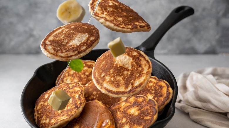 Pancakes in cast iron skillet