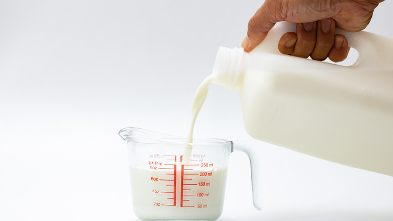 Pouring milk in glass