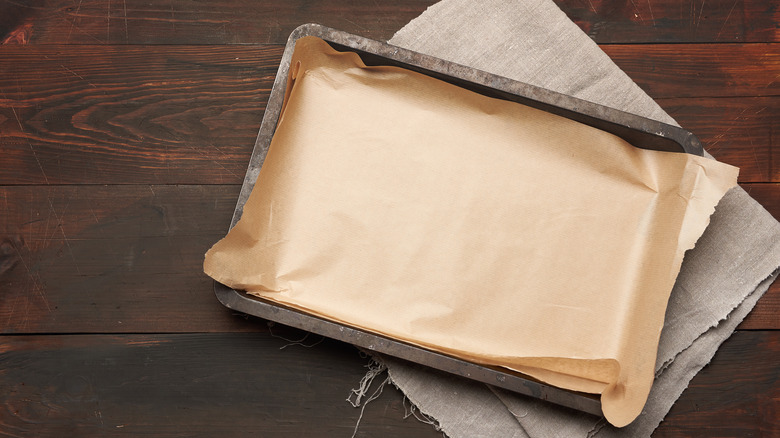 Parchment lined sheet pan