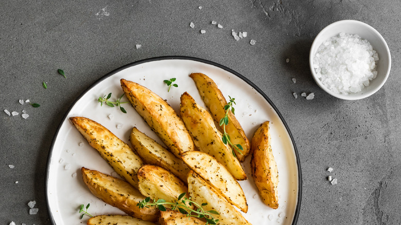 Plated potato wedges sea salt 