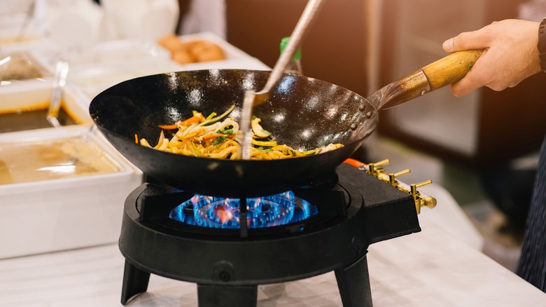 Wok on gas burner