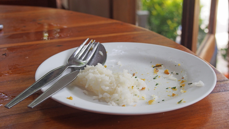 Leftover rice on a plate