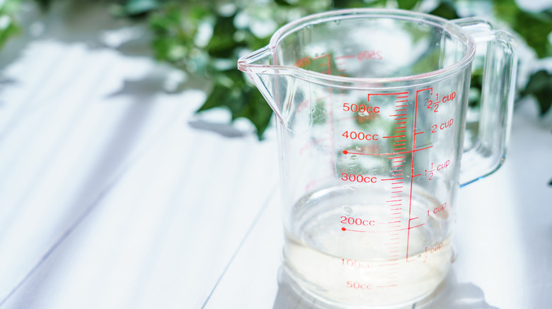 Water in measuring cup