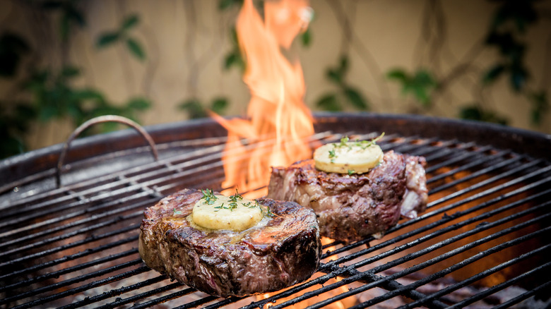 Steak cooked with butter