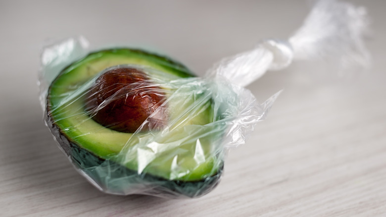 Avocado half in bag