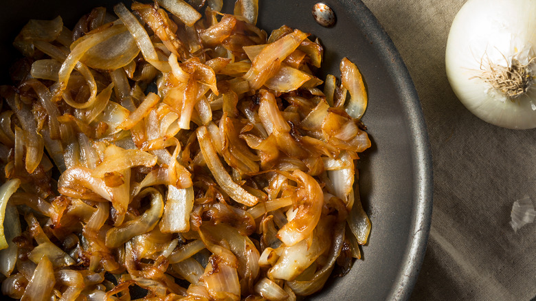 Caramelized onions in pan