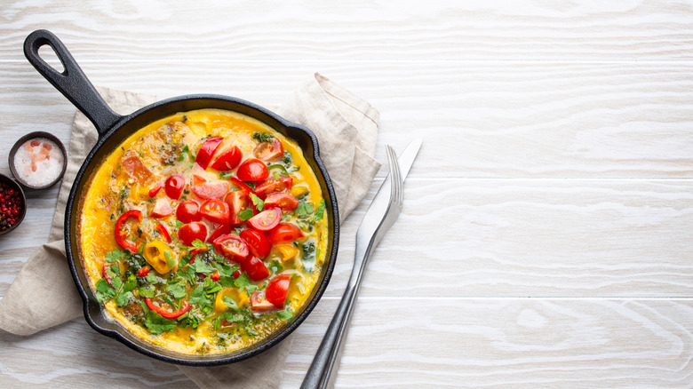 Frittata in cast iron pan