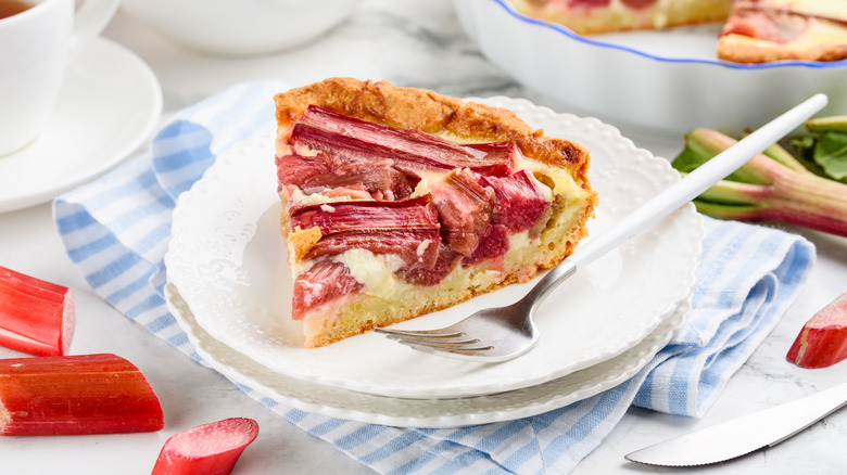 Slice of rhubarb tart