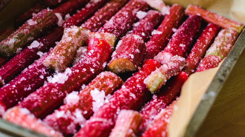 Sugar-dusted rhubarb
