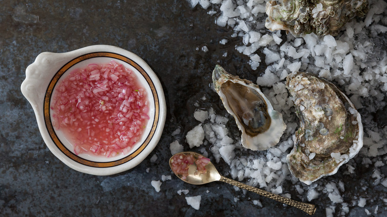 Raw oysters with a mignonette 