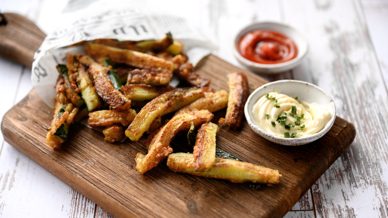 Breaded and fried zucchini fries