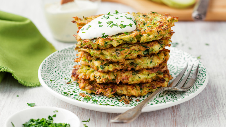 Shredded zucchini fritters