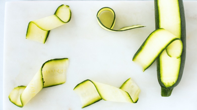 Thinly shaved summer squash