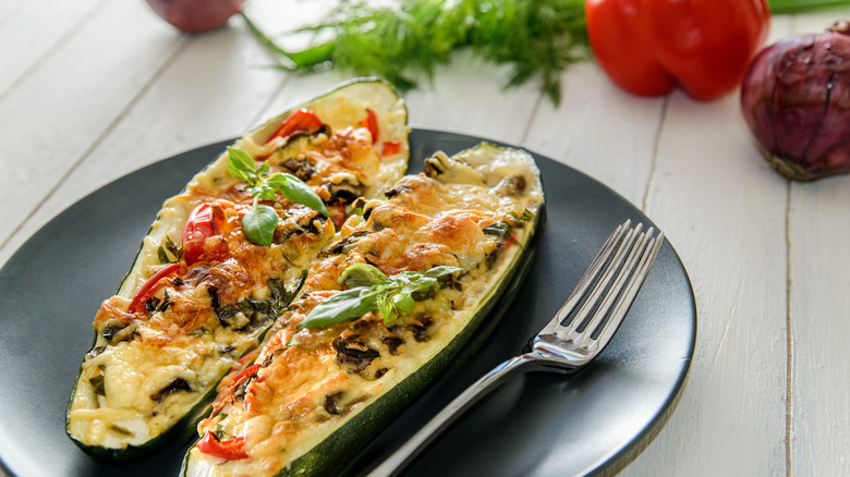 Stuffed summer squash boats