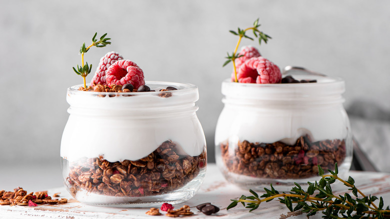 Yogurt with chocolate granola