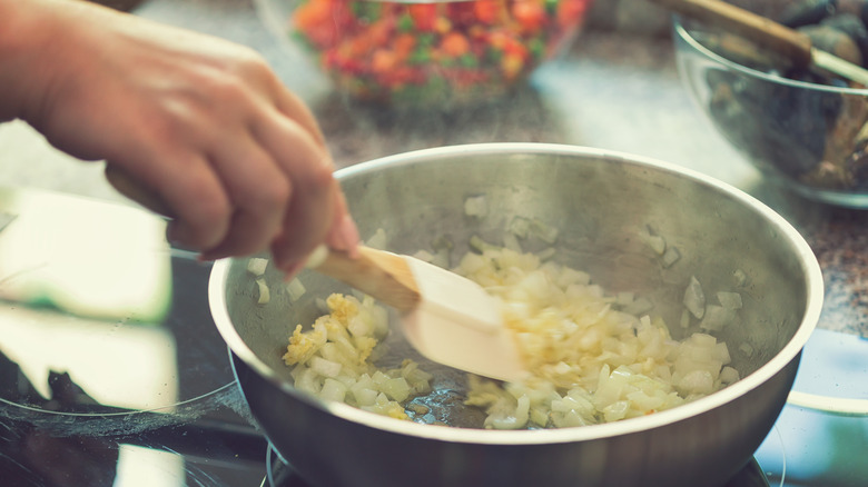 Cooking garlic and onions