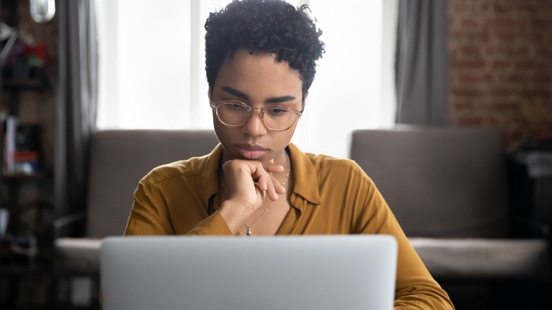 Person doing computer research