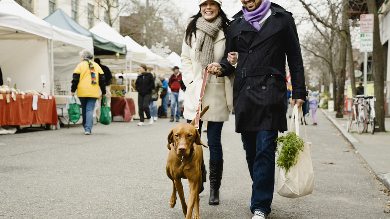 People walking at farmers' market