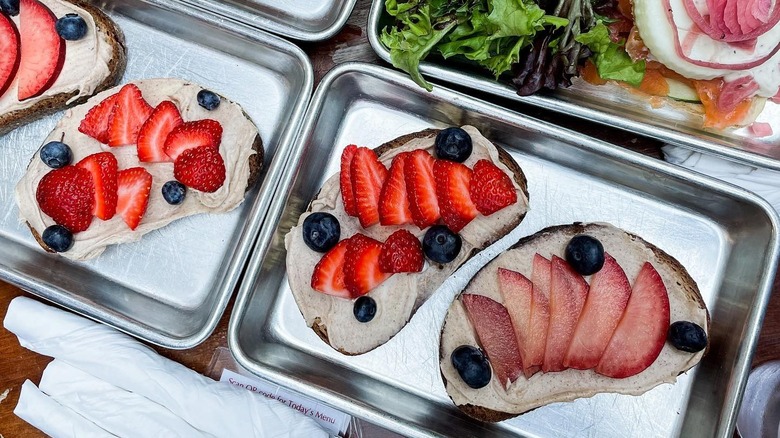 Toast with spread and berries