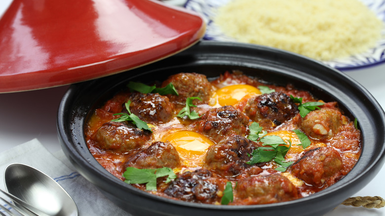 Kefta tagine dish eggs