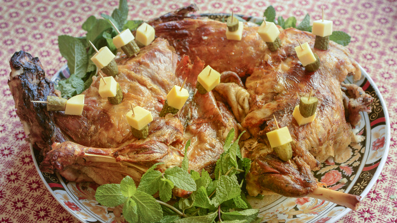 mechoui dish herbs garnish