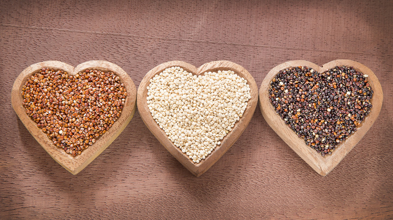 Quinoa in heart-shaped bowls