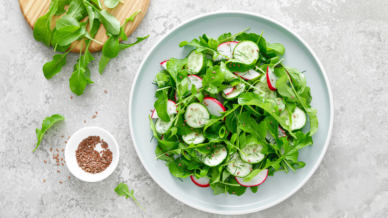 arugula salad on plate