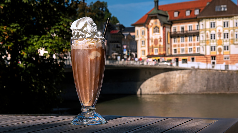 Eiskaffee coffee with spoon