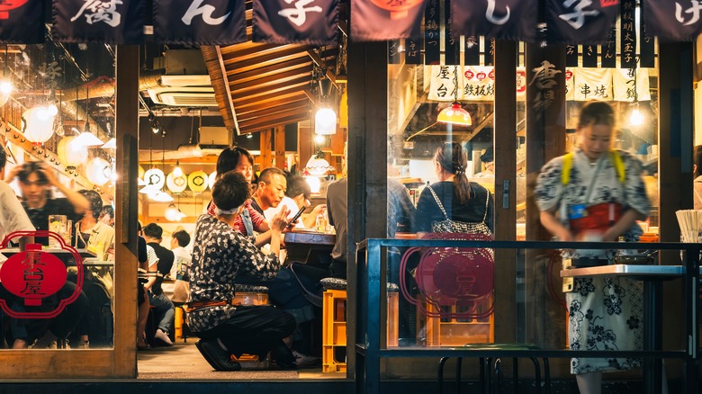 The exterior of an izakaya restaurant in Chiba, Japan