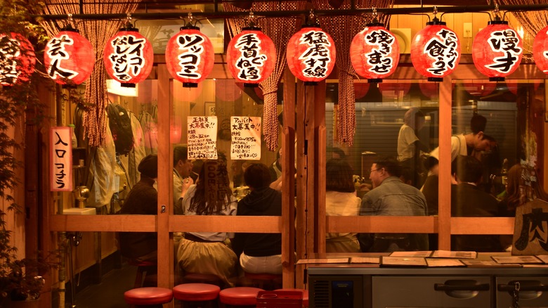 Exterior of a small restaurant in Osaka, Japan