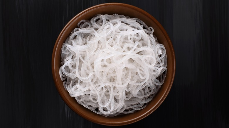 Rice vermicelli noodles in bowl