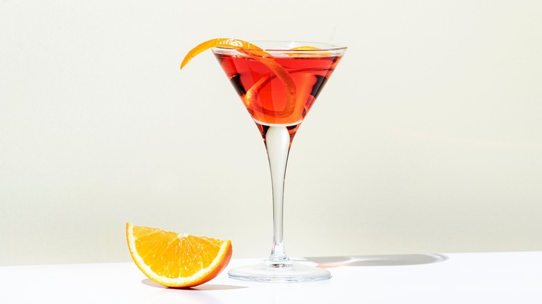Rum Martinez cocktail with orange
