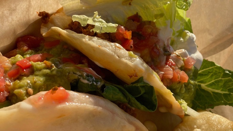 Puffy tacos with toppings