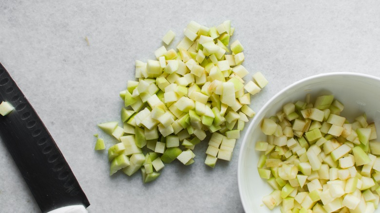 Chopped green apple