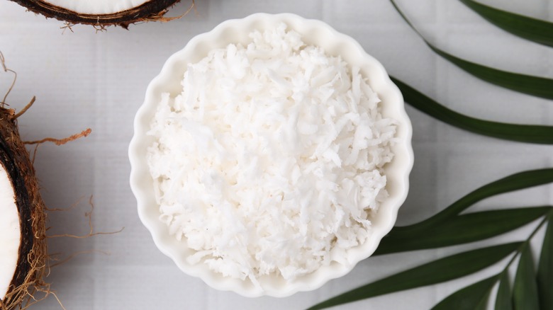 Bowl of coconut flakes