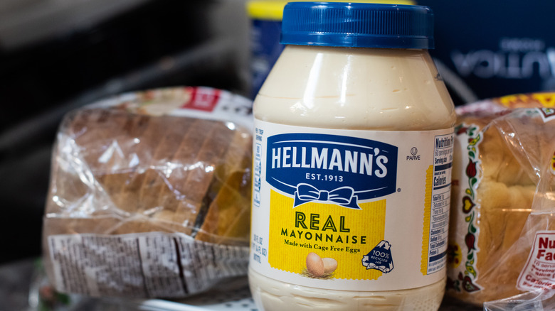 Mayonnaise jar with bread