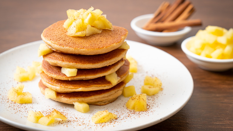 apple cinnamon pancakes stack