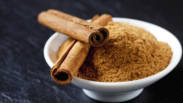 Cinnamon in bowl for gingerbread spice