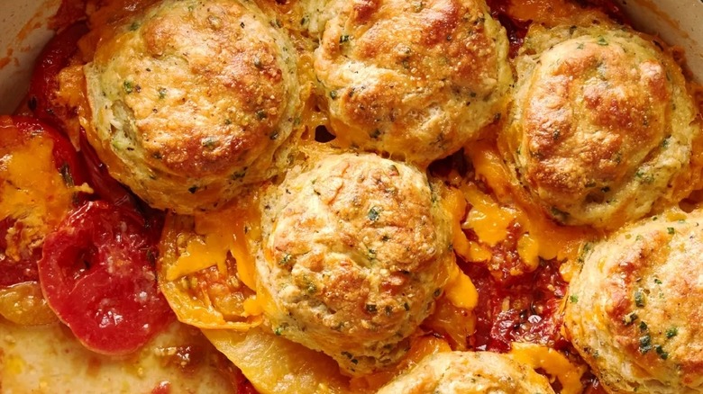 Tomato and cheese cobbler