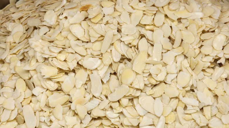 slivered almonds as background
