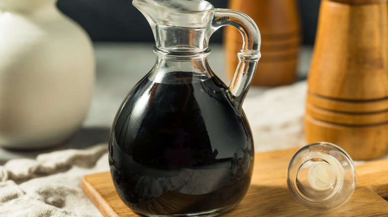 Balsamic vinegar in glass container