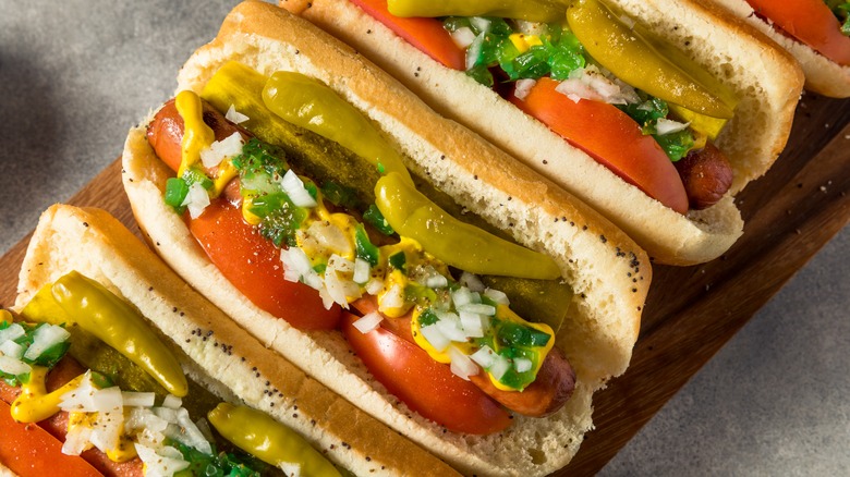 Chicago hot dogs on board