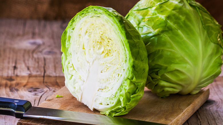 Cabbage on cutting board