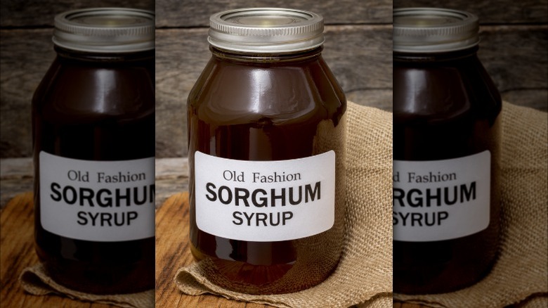 Jar of sorghum syrup