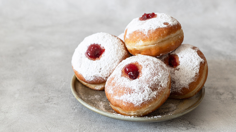 jelly donuts on plate