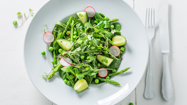 Spring pea salad with radishes 