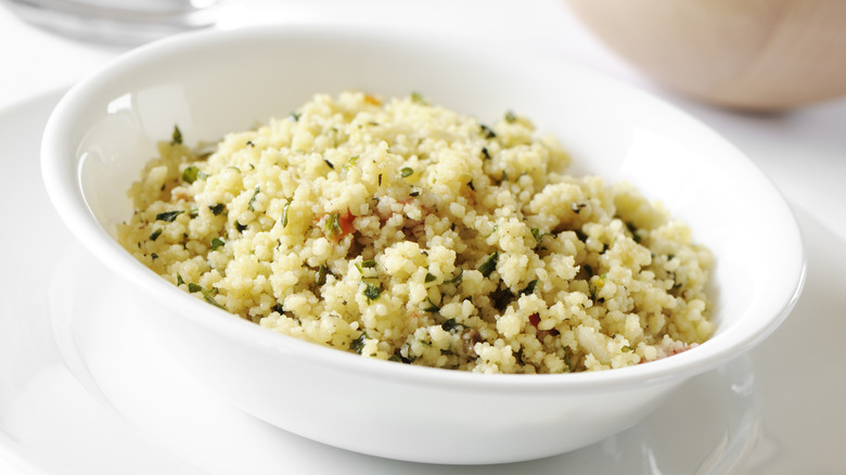 Cooked couscous with herbs